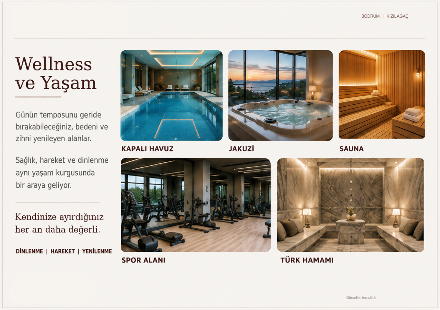 Wellness alanları genel görünümü