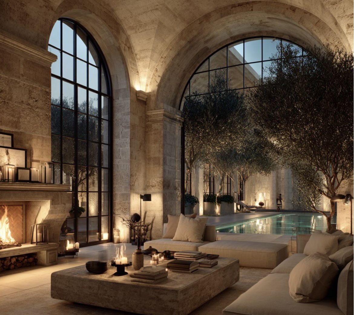 Stone arches and pool